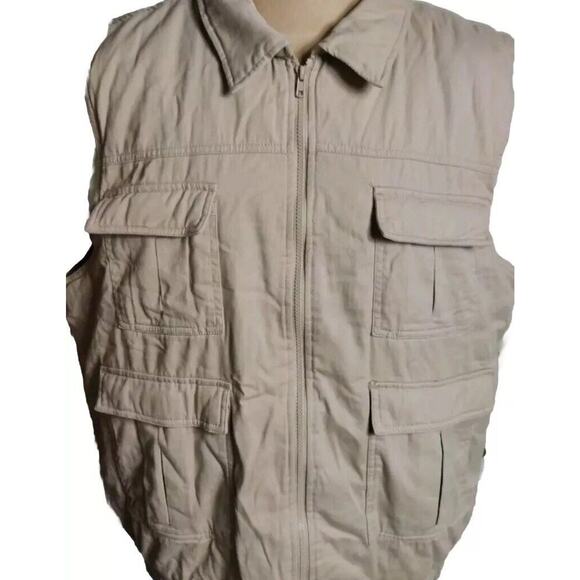 Scandia Woods Khaki Flannel VTG Lined Zip Travel Soft Vest Insulated Mens XLG TL - Picture 1 of 5